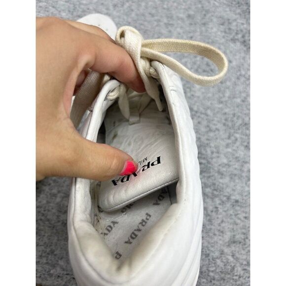 Prada Authentic Quilted Leather Sneakers Preloved Size 39 = US 9 - Picture 7 of 11